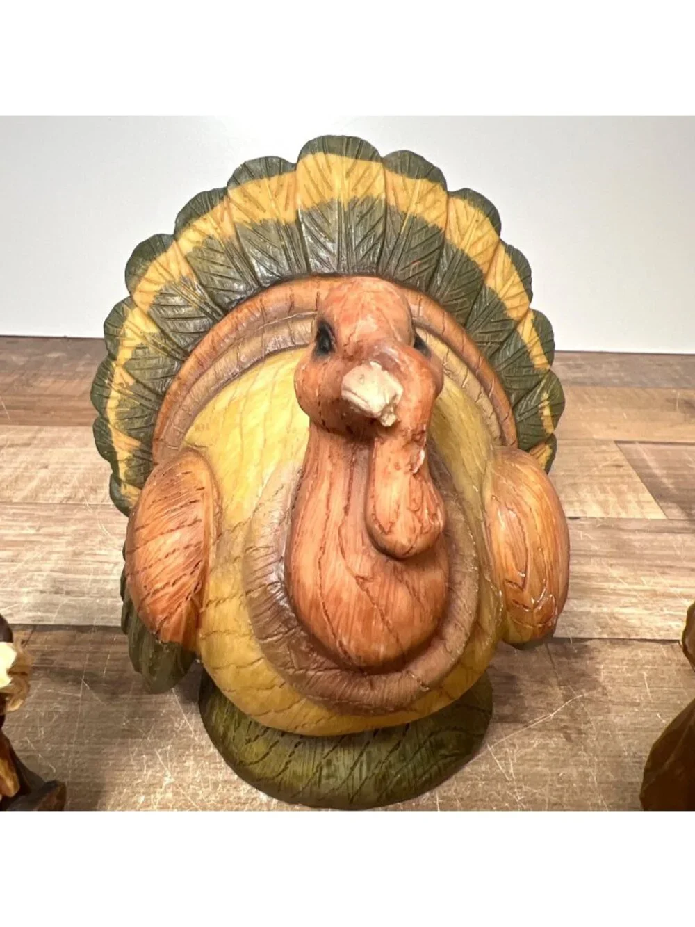 Hand-Painted Thanksgiving Pilgrim & Turkey Figurine Set  Autumn Harvest - Set Of